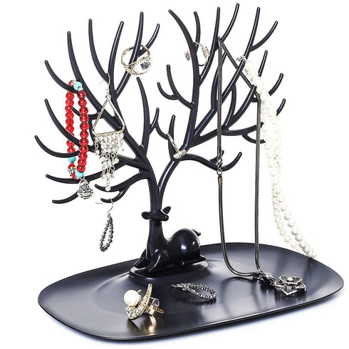 AussieSuperStore Homeware Supplies Jewelry Organizer Holder Stand Tree Design Black Jewelry Organizer Holder Stand Tree Design Tray Deer Antler Black CBJEWELRYSTNDBLK