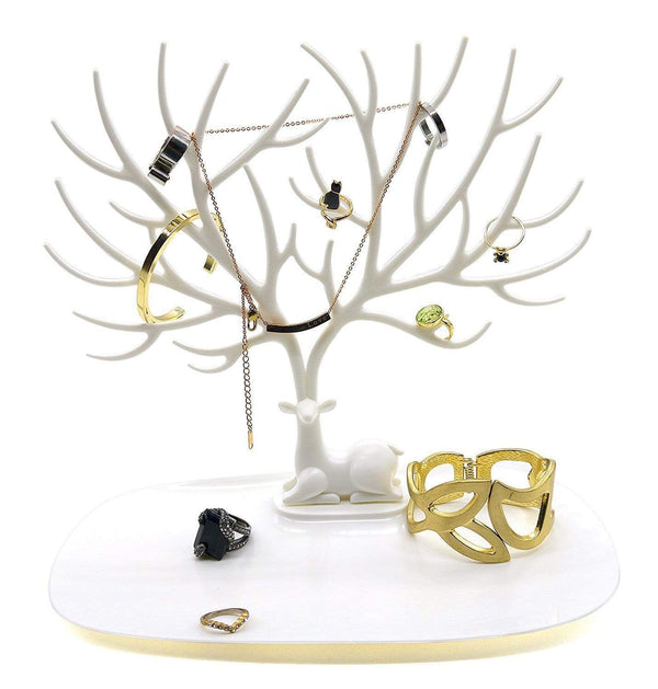 AussieSuperStore Homeware Supplies Jewelry Organizer Holder Stand Tree Design White Jewelry Organizer Holder Stand Tree Design Tray Deer Antler White CBJEWELRYSTNDWHT