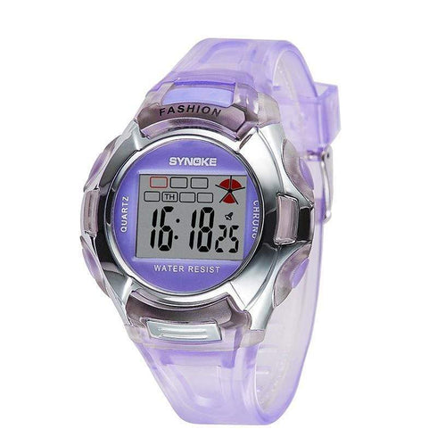 AussieSuperStore Homeware Supplies Kids Girl Student Digital Crystal Alarm Sports Waterproof Luminous Watch (Purple) Kids Digital Crystal Alarm Sport Waterproof Luminous Watch Purple CBSNK99329PUR