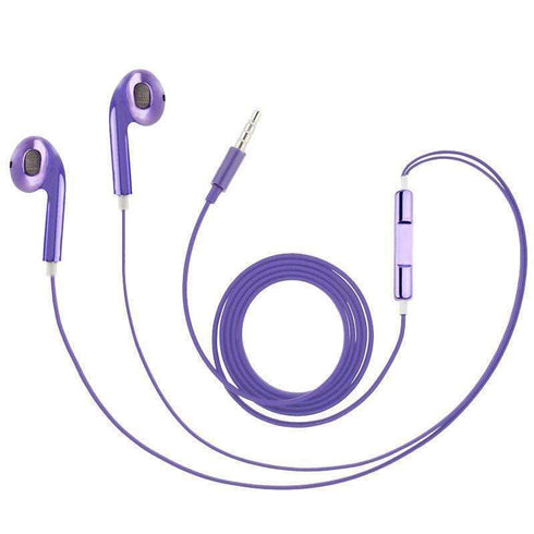AussieSuperStore Homeware Supplies Metallic Plated Stereo Ear-pods with Volume Control & Mic Purple Metallic Plated Stereo Earpods Volume Control & Mic Headset Earphones CBIP4G14431P