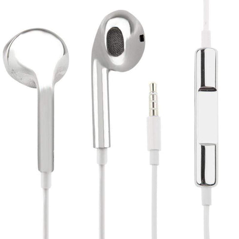 AussieSuperStore Homeware Supplies Metallic Plated Stereo Ear-pods with Volume Control & Mic Silver Metallic Plated Stereo Earpods Volume Control & Mic Headset Earphones CBIP4G14431S