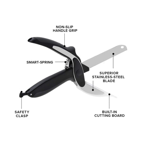 AussieSuperStore Homeware Supplies Multi-functional Stainless Kitchen Chopper Scissors with Built In Cutting Board Vegetable Tool Stainless Kitch Chopper Scissors Built In Cutting Board Vegetable Tool CBCLEVERCUTTER