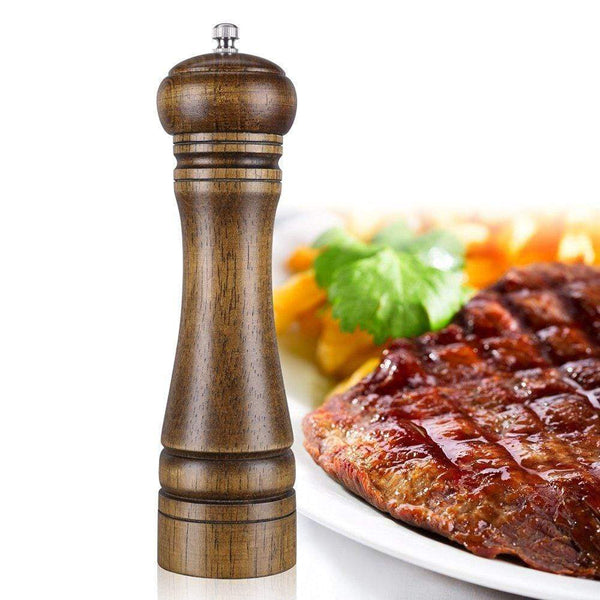 AussieSuperStore Homeware Supplies Natural Oak Wood Salt And Pepper Mill Grinder 8 inches Natural Oak Wood Mill Adjustable Salt And Pepper Grinder 8 inches CBOAKPEPPERGRINDER8