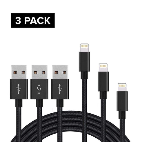 AussieSuperStore Homeware Supplies Nylon Apple iPhone 5 6 6S 7 7Plus 8 8Plus Charger USB Data Cord Lightning Cable Black Nylon Apple iPhone 5 6 6S 7 7 Plus 8 8 Plus Charger USB Data Cord MOBI78NLCABBLKX3