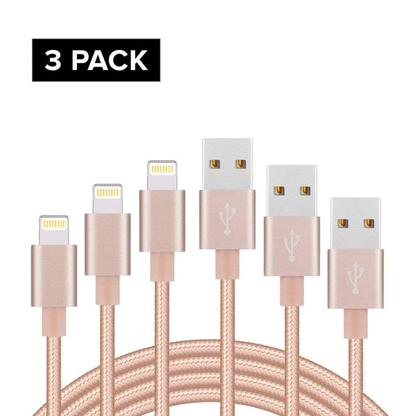AussieSuperStore Homeware Supplies Nylon Apple iPhone 5 6 6S 7 7Plus 8 8Plus Charger USB Data Cord Lightning Cable Rose Gold Nylon Apple iPhone 5 6 6S 7 7Plus 8 8Plus Charger USB Data Cord MOBI78NLCABRGLDX3