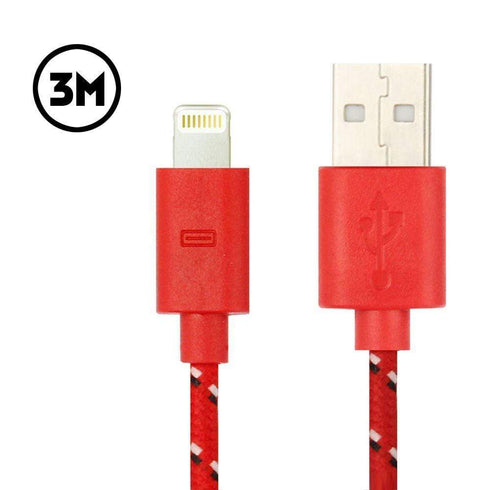 AussieSuperStore Homeware Supplies Nylon Strength iPhone Charger Cable for iPhone 6 & 6 Plus / iPhone 5 & 5S & 5C (3m) Red Nylon Braided Tough Cable Charger for iPhone 6,6Plus 5,5s,5c Red CBIP5G18551R