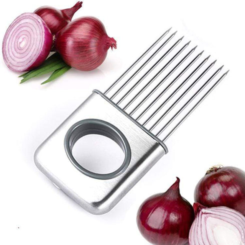 AussieSuperStore Homeware Supplies Onion Holder Vegetable Potato Cutter Slicer Stainless Steel Fork Slicing Kitchen Tool Onion Holder Vegetable Potato Cutter Slicer Chopper Gadget Kitchen Tool CBONIONHOLDER