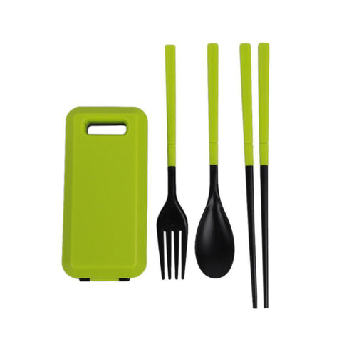 AussieSuperStore Homeware Supplies Portable Travel Kids Adult Cutlery Fork Chopsticks Spoon Camping Picnic Gift Set Green Portable Travel Kids Adult Cutlery Fork Chopsticks Spoon Picnic Set CBCUTLERYKITGRN