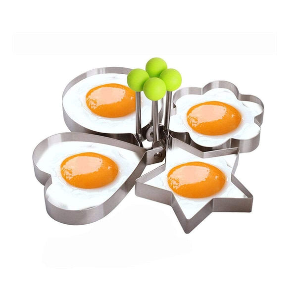 AussieSuperStore Homeware Supplies Premium Stainless Steel Egg Shaper Ring Set of 4 designs Stainless Steel Egg Shaper Ring in Circle,Heart,Star & Flower designs CBSTAINEGGRINGX4