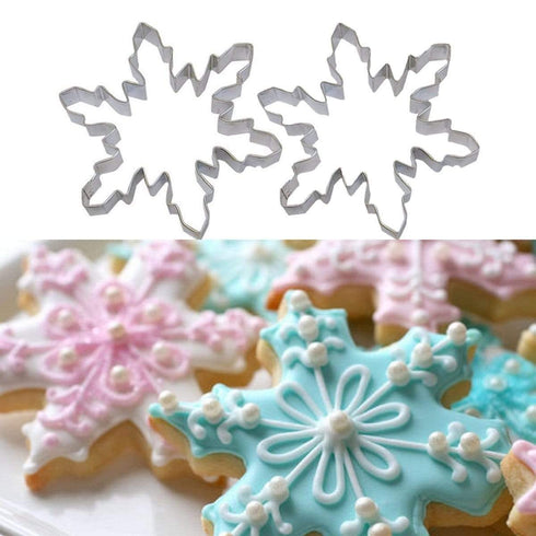 AussieSuperStore Homeware Supplies Set of 2 Stainless Steel Snow Flake Cookie Cutter Cake Baking Biscuit Pastry Mould Stainless Steel Snow Flake Cookie Cutter CakeBake Biscuit Pastry Mould CBSNOWCUTTERX2
