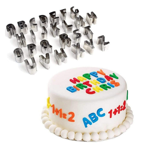 AussieSuperStore Homeware Supplies Set of 26 Stainless Letter Alphabet Shape Cake Fondant Cookie Biscuit Mould Cutter Tool Set of 26 Stainless Letter Alphabet Shape Cake CookieMould Cutter Tool CB26LETTERCUTTER