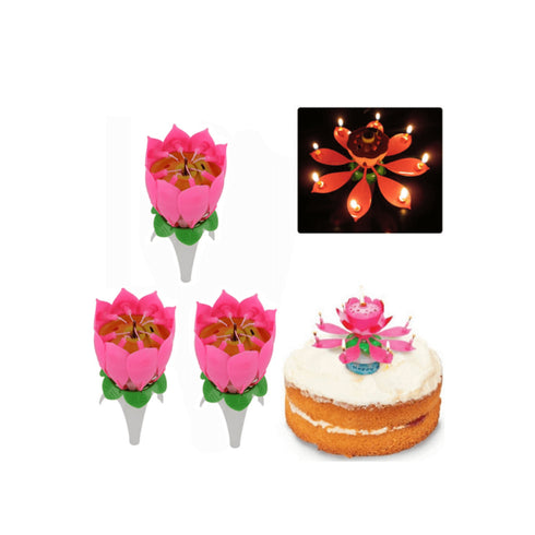 AussieSuperStore Homeware Supplies Set of 3 Magic Romantic Musical Lotus Birthday Party Cake Topper Candle 3 Set Magic Romantic Musical Lotus Birthday Party Cake Topper Candle CBLOTUSCANDLEX3