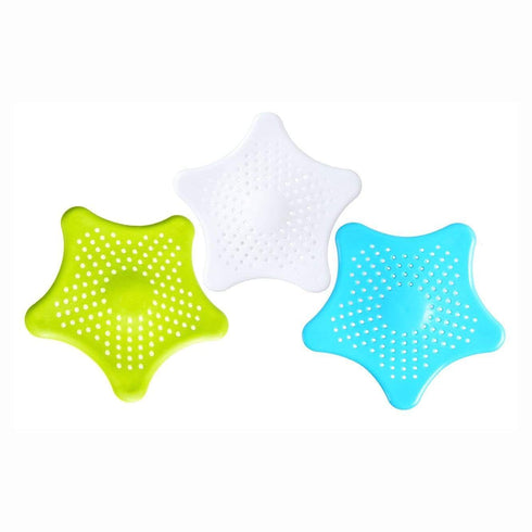 AussieSuperStore Homeware Supplies Set of 3 Starfish Hair Catcher Rubber Bath Sink Strainer Shower Drain Cover Trap Basin Starfish Hair Catcher Rubber Bath Sink Strainer Drain Cover Trap Basin CBSTARTFISHDRAINX3