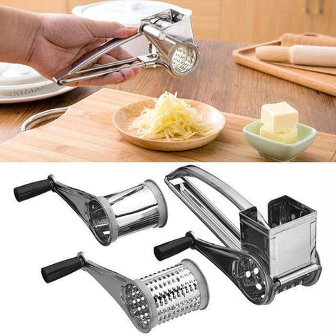 AussieSuperStore Homeware Supplies Stainless Steel Kitchen Craft Rotary Cheese Grater 3 Drums Slicer Shred Tool Stainless Steel Kitchen Rotary Cheese Grater 3Drums Slicer Shred Tool CBCHEESEGRATER
