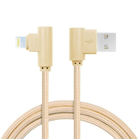 AussieSuperStore Homeware Supplies Super Tough 1m - 90 Degree Angled Lightning USB Charger Cable (Gold) Super Tough Lightning USB Charger Cable for iPhone 7/8/X/iPads (Gold) MOBI78NLELBOWGOLD