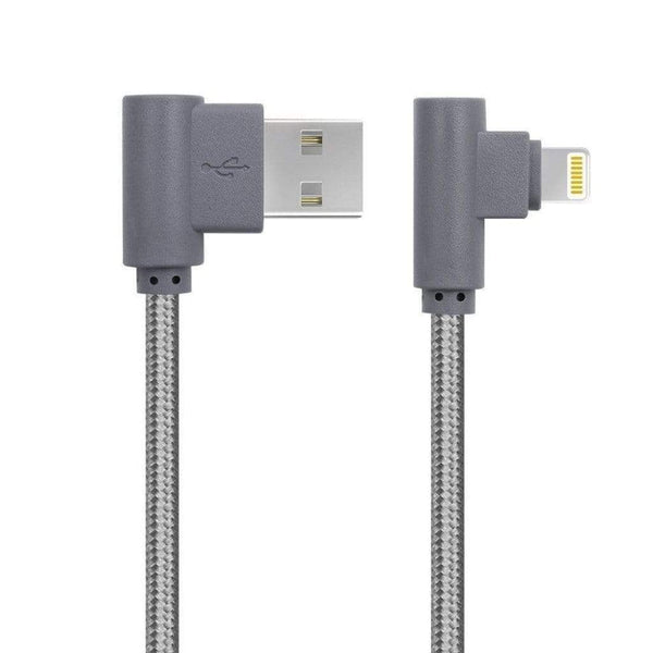AussieSuperStore Homeware Supplies Super Tough 1m - 90 Degree Angled Lightning USB Charger Cable (Gray) Super Tough Lightning USB Charger Cable for iPhone 7/8/X/iPads (Gray) MOBI78NLELBOWGRAY