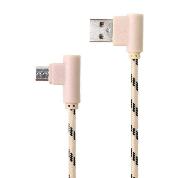 AussieSuperStore Homeware Supplies Super Tough 1m Nylon - 90 Degree Angle Micro USB Charger Cable (Gold) Super Tough 1m Nylon 90 Degree Micro USB Charger Data Sync Cable Gold MOBMICROELBOWGOLD