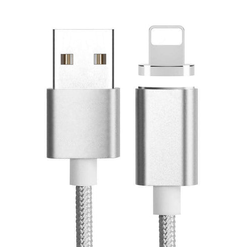AussieSuperStore Homeware Supplies Tough Nylon Rope Style USB Lightning Charging 8 Pin to USB 2.0 Magnetic Data/Charger Cable (Silver) CBMEGAPCBLSLV