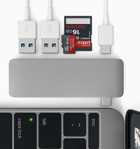 AussieSuperStore Homeware Supplies Type-C USB 3.0 3 in 1 Hub - Passthrough USBC Combo Charging Hub for MacBook TypeC USB 3.0 3in1 Hub Passthrough USBC Combo Charging Hub for MacBook ZMCHUBCOMBOGRAY