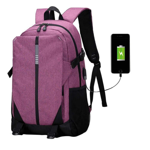 AussieSuperStore Homeware Supplies Ultra Smart Tech2Go Laptop Bag anvas Backpack with USB Charging Port - Purple Ultra Smart Tech2Go Laptop Bag Backpack with USB Charging Port Purple ZMUSBBAGPUR