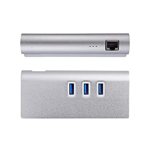 AussieSuperStore Homeware Supplies USB 3.1 Type C Hub - 3 Ports USB 3.0 Hub RJ45 Gigabit Ethernet Adapter USB 3.1 Type C Hub 3 Ports USB 3.0 Hub RJ45 Gigabit Ethernet Adapter CBCHUB3RJSLV