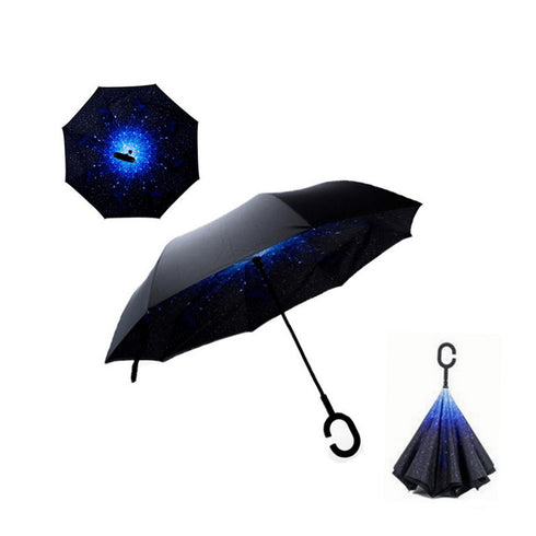 AussieSuperStore Homeware Supplies Windproof Double-Layered Hands Free Inverted Reverse Folding Upside-Down Umbrella Windproof Double-Layered Inverted Reverse Folding Upside-Down Umbrella CB201TUMBRELLA12
