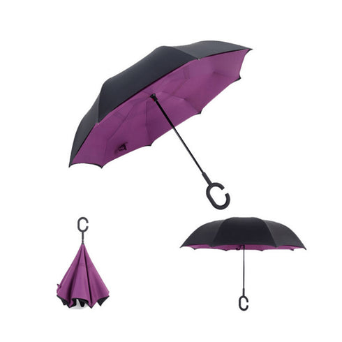 AussieSuperStore Homeware Supplies Windproof Double-Layered Hands Free Inverted Reverse Folding Upside-Down Umbrella Windproof Double-Layered Inverted Reverse Folding Upside-Down Umbrella CB201TUMBRELLA18