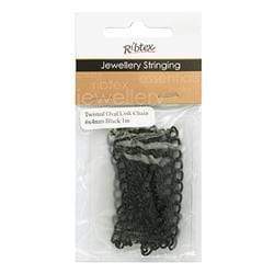AussieSuperStore Jewellery Making Supplies Black JF Twisted Oval Link Chain 6x4mm (in 5 colors) JF Twisted Oval Link Chain 6x4mm | Jewellery Making Accessories 9323823160241 JF1038