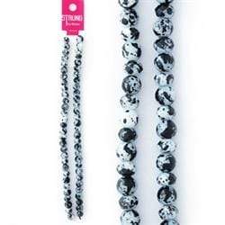 AussieSuperStore Jewellery Making Supplies Black Strung Beads Glass Round Marble (in 4 colors) Strung Beads Glass Round Marble | Jewellery Making Beads 9323823181833 BBS2014206