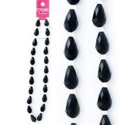AussieSuperStore Jewellery Making Supplies Black Strung Beads Glass Teardrop Facet 15mm (in 4 colors) Strung Beads Glass Teardrop Facet 15mm | Jewellery Making Beads 9323823178734 BBS2014217