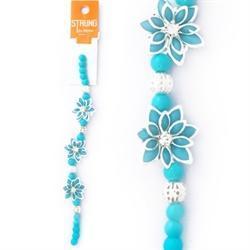 AussieSuperStore Jewellery Making Supplies Blue/Sliver Strung Beads Glass 3D Flower and Round (in 3 colors) Strung Beads Glass 3D Flower and Round | Jewellery Making Beads Accessories 9323823182458 BBS2014377