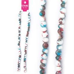 AussieSuperStore Jewellery Making Supplies Blue & Terracotta Strung Beads Glass Round Marble (in 4 colors) Strung Beads Glass Round Marble | Jewellery Making Beads 9323823179472 BBS2014157