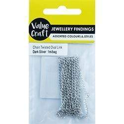AussieSuperStore Jewellery Making Supplies Chain Twist Oval Dark Silver Chain Twist Oval Dark Silver | Jewellery Making Supplies 9331468049647 VJ94A