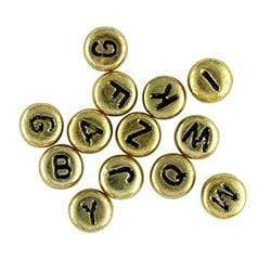 AussieSuperStore Jewellery Making Supplies Gold/Black Alphabet Flat Round Beads (in 2 colours) Alphabet Flat Round Beads | Jewellery Making Beads | Kids Beads 9323823158491 PJS112