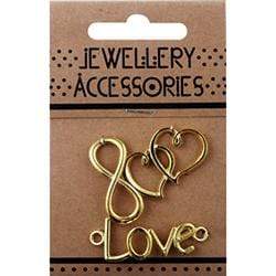 AussieSuperStore Jewellery Making Supplies Gold Infinity, Double Heart and Love Charms Infinity, Double Heart and Love Charms | Jewellery Making Beads | Jewellery Making Supplies 9323823190842 JF1204