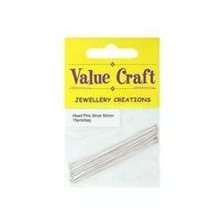 AussieSuperStore Jewellery Making Supplies Head Pins Silver Head Pins Silver | Jewellery Making Supplies 9331468010302 VJ65A