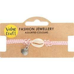 AussieSuperStore Jewellery Making Supplies Pink Braid with White Shell Shell Bracelet (in 6 varieties) Shell Bracelet (in 6 varieties) | Charm Bracelet for Kids & Children 9331468058632 VCBRAC10