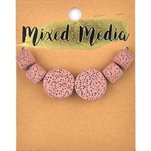 AussieSuperStore Jewellery Making Supplies Pink Lava Flat Round & Tube Beads (in 5 colours) Lava Flat Round & Tube Beads (in 5 colours) | Jewellery Making Beads | Jewellery Making Supplies 9323823209087 MM2009