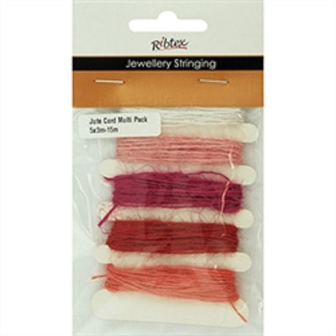 AussieSuperStore Jewellery Making Supplies Pinks-White Colours JF Jute Multi Pack Cord (in 3 colours) JF Jute Multi Pack Cord (in 3 colours) | Jewellery Making Stringing Material 9323823205553 JF19020