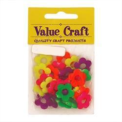 AussieSuperStore Jewellery Making Supplies Plastic Fluoro Flowers Beads Plastic Fluoro Flowers Beads | Jewellery Making Beads 9331468038894 VCB102