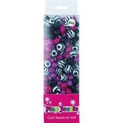 AussieSuperStore Jewellery Making Supplies Play Jewels Blister Pack Pink/Black/White Beads Play Jewels Blister Pack Beads | Jewellery Making Beads 9323823191672 PJB01