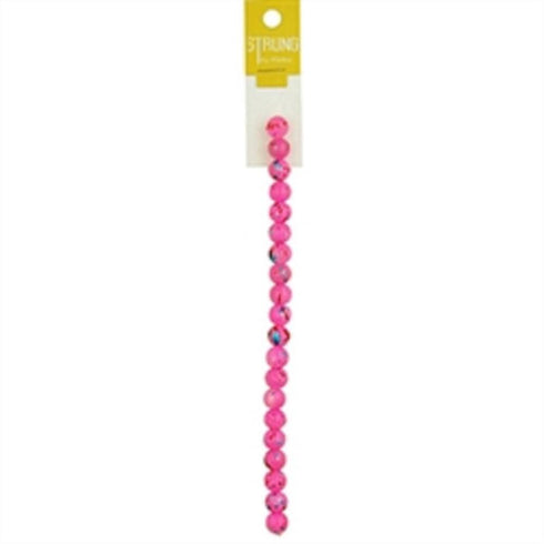 AussieSuperStore Jewellery Making Supplies Round Glass Paint Splat Pink Strung Beads Round Glass Paint Splat Pink Strung Beads | Jewellery Making Beads | Jewellery Making Supplies 9323823204969 BBS19021