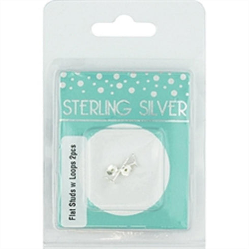 AussieSuperStore Jewellery Making Supplies Sterling Silver Flat Studs With Loop Sterling Silver Flat Studs With Loop | Jewellery Making Finding Accessories 9323823205812 SS19005
