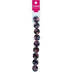 AussieSuperStore Jewellery Making Supplies Strung Beads Shell Round in Black with Pink Rose Beads Strung Shell Round Black w Pink Rose | Jewellery Making Beads 9323823192549 BBS16057