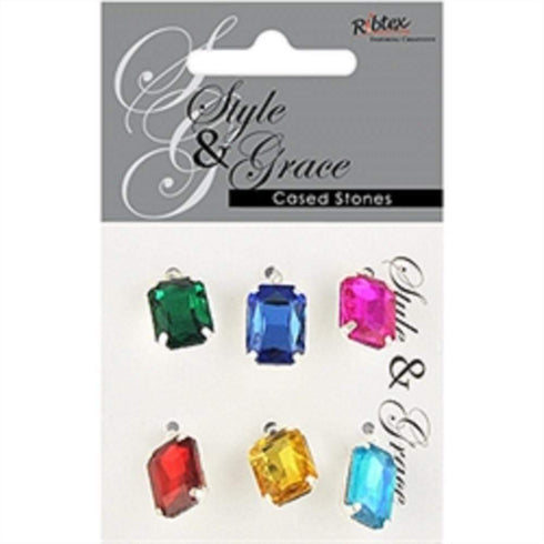 AussieSuperStore Jewellery Making Supplies Style & Grace Red Green Blue Silver Rhinestone Rectangle Pendant Style & Grace Red Green Blue Silver Rhinestone Rectangle Pendant | Jewellery Making Findings | Jewellery Making Supplies 9323823209308 CR20001