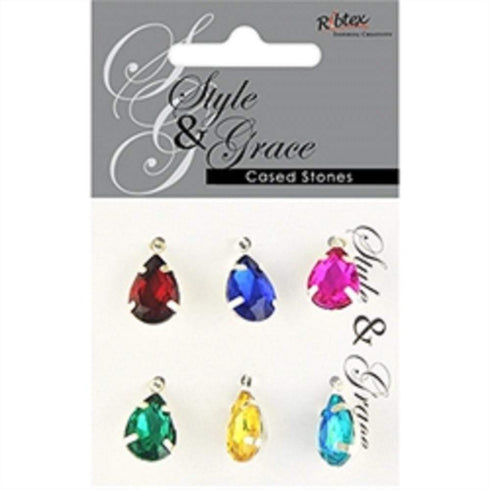 AussieSuperStore Jewellery Making Supplies Style & Grace Red Green Blue Silver Rhinestone Teardrop Pendant Style & Grace Red Green Blue Silver Rhinestone Teardrop Pendant | Jewellery Making Findings | Jewellery Making Supplies 9323823209346 CR20005