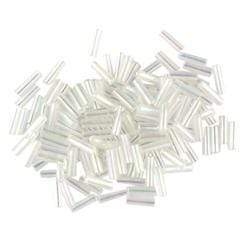 AussieSuperStore Jewellery Making Supplies White AB Bugle Glass Beads (in 8 colors) Bugle Glass Beads | Jewellery Making Beads| Jewellery Making Supplies 9323823127640 BG014
