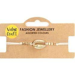 AussieSuperStore Jewellery Making Supplies White with Gold Shell Shell Bracelet (in 6 varieties) Shell Bracelet (in 6 varieties) | Charm Bracelet for Kids & Children 9331468058618 VCBRAC08