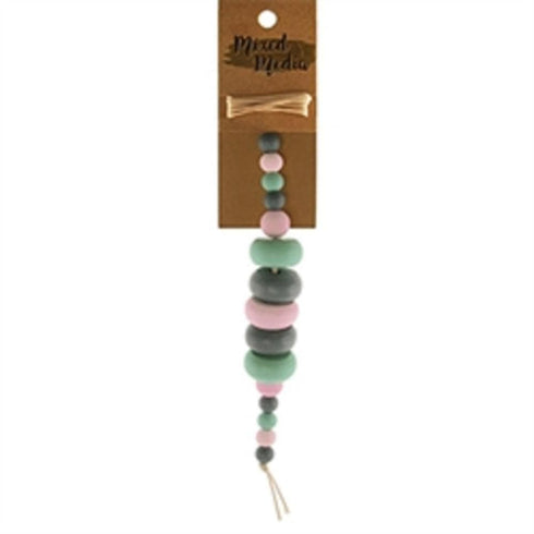 AussieSuperStore Jewellery Making Supplies Wooden Donut Pink/Mint/Grey Beads Wooden Donut Pink/Mint/Grey Beads | Jewellery Making Beads | Jewellery Making Supplies 9323823200800 WB18007