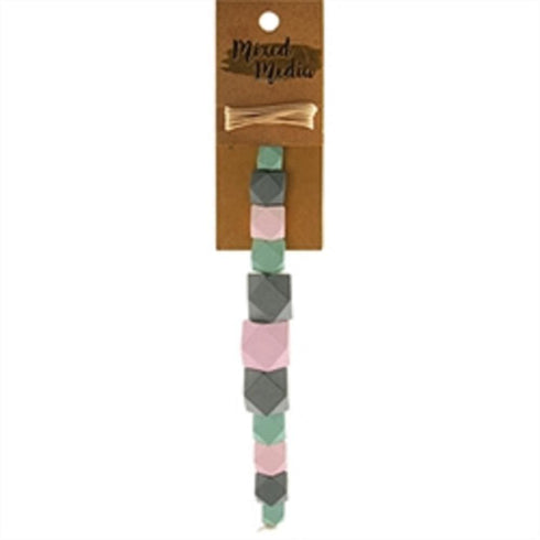 AussieSuperStore Jewellery Making Supplies Wooden Geo Pink/Mint/Grey Beads Wooden Geo Pink/Mint/Grey Beads | Jewellery Making Beads | Jewellery Making Supplies 9323823200817 WB18008